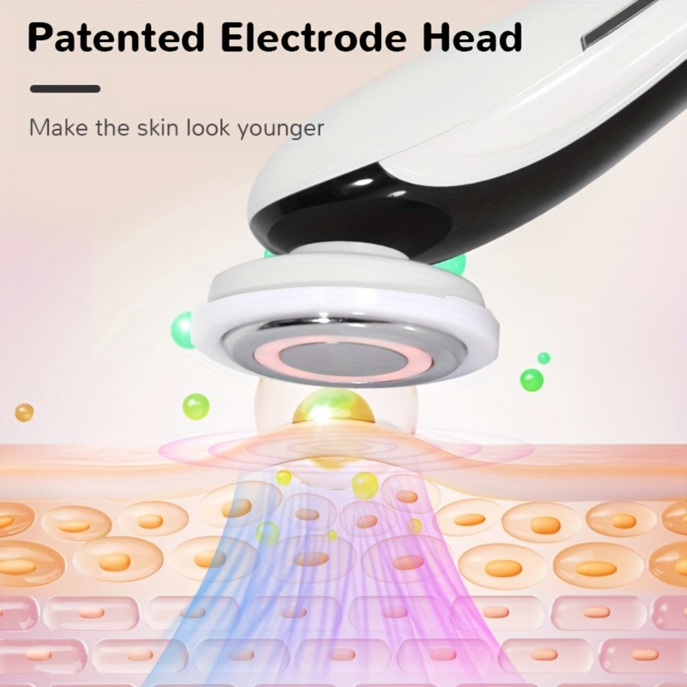 4-in-1 LED Face Neck Massager USB Powered Vibration Facial Lifting Device - Handle Portable Beauty Tool for Home or Salon Spa