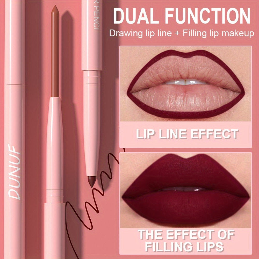 Waterproof Lip Liner Set 12 Pcs 2-in-1 Matte Lipstick Pencil Long Lasting Rich Pigment Smooth Glide Lip Color Kit Nude to Bol