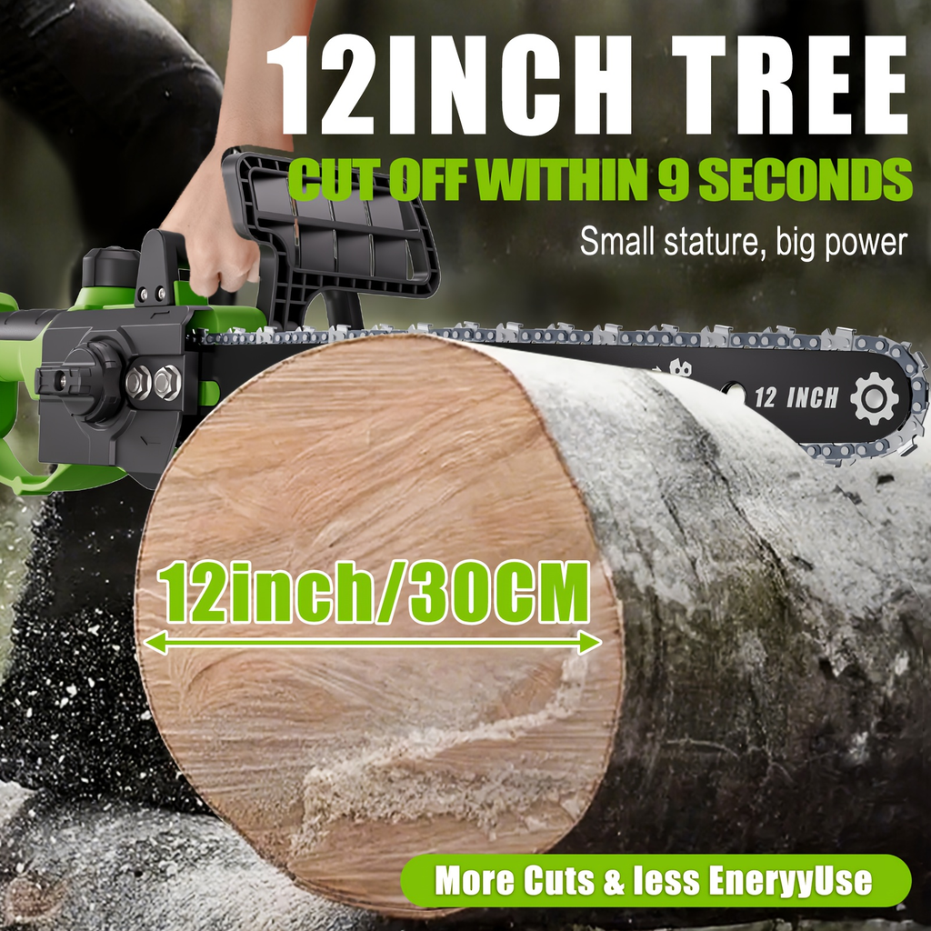 12-Inch Cordless Electric Chainsaw Kit in Five Colors with One- or Two-Battery and Two- or Three-Chain Options — image 14