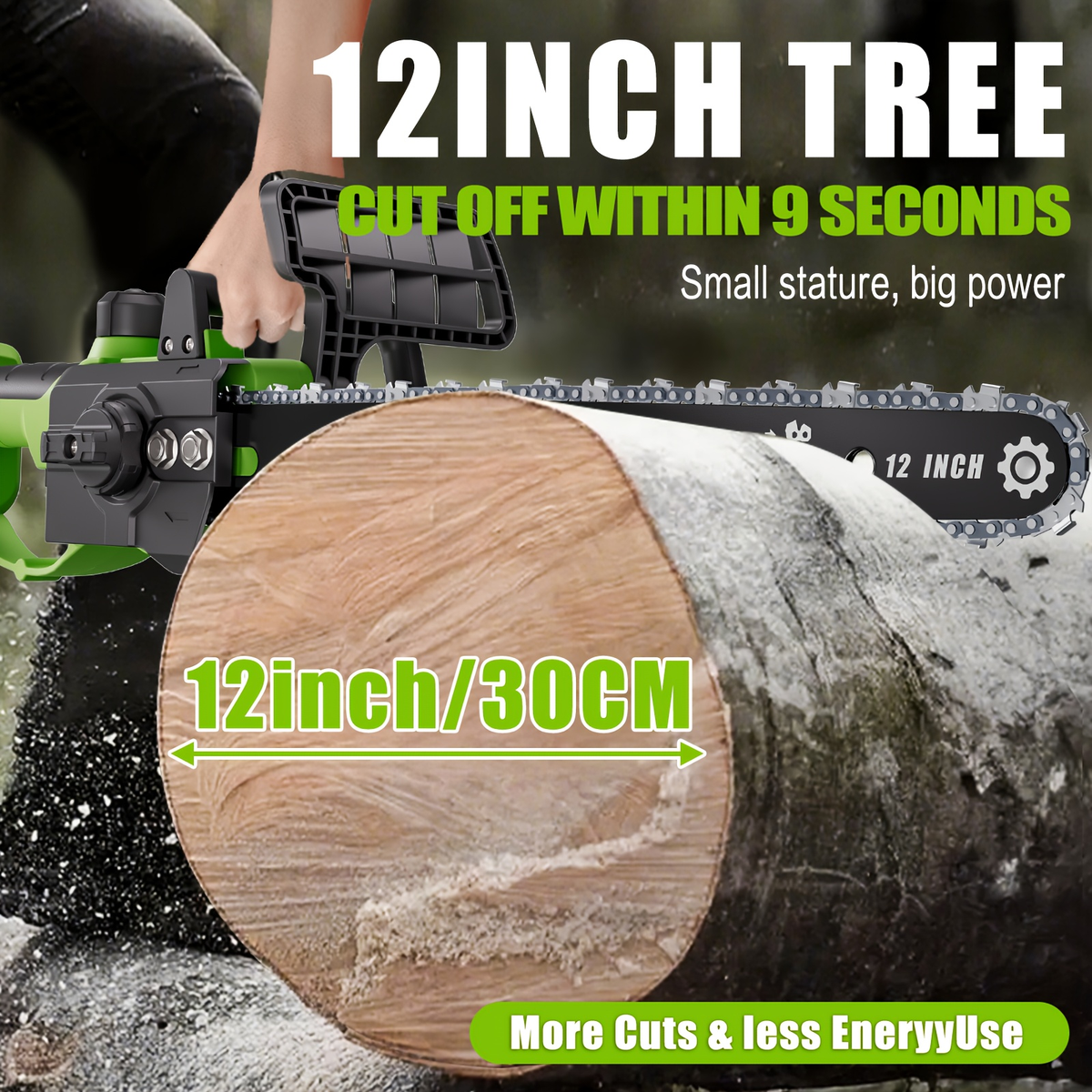 12-Inch Cordless Electric Chainsaw Kit in Five Colors with One- or Two-Battery and Two- or Three-Chain Options — image 14
