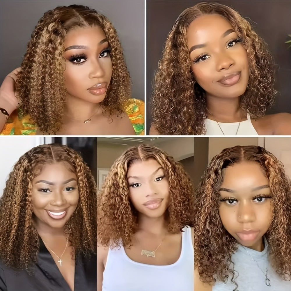 Lace Front Wig LUCK HAIR 10-Inch 4/27 Highlight Water-Wave Human Hair Bob with 13x4 HD Lace and 180% Density — image 3