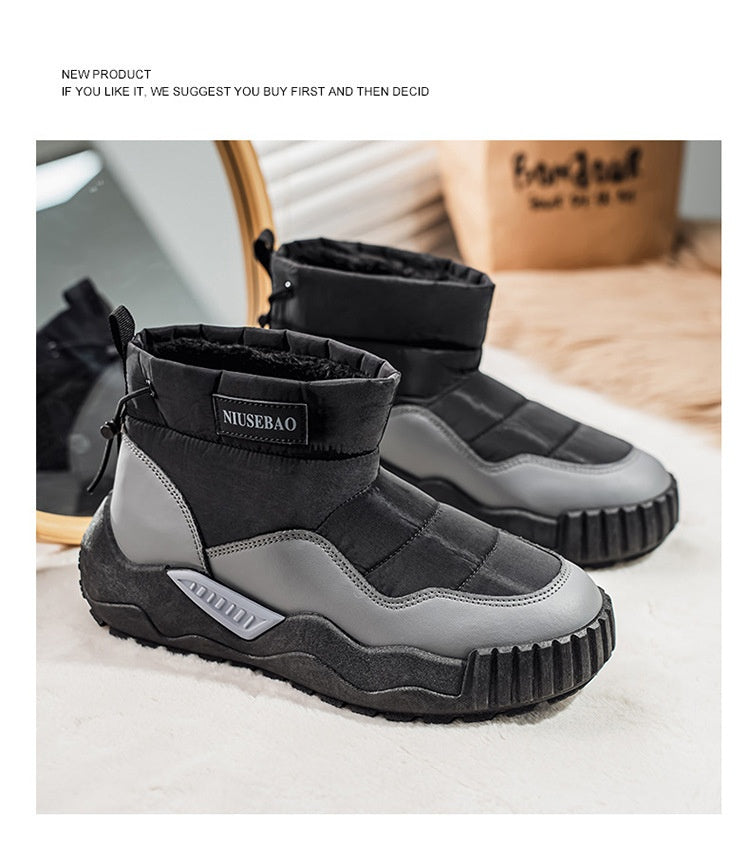 Warm Outdoor Casual Cotton Boots Stylish Mid-top Warm Men's Shoes