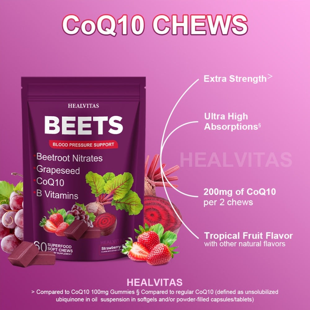 Beet Root Gummies for Blood Pressure & Heart Health with CoQ10 Vitamin B12 B6 Grapeseed Extract — image 6