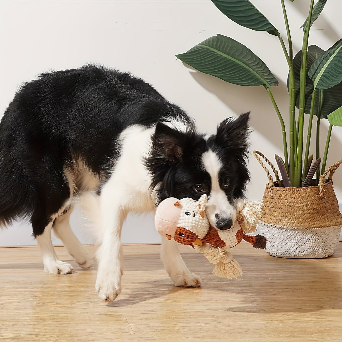 Dog Toy Cow Plush with Squeaker, Crinkle Paper, Woven Legs and Washable Construction for Multiple Dog Sizes — image 4