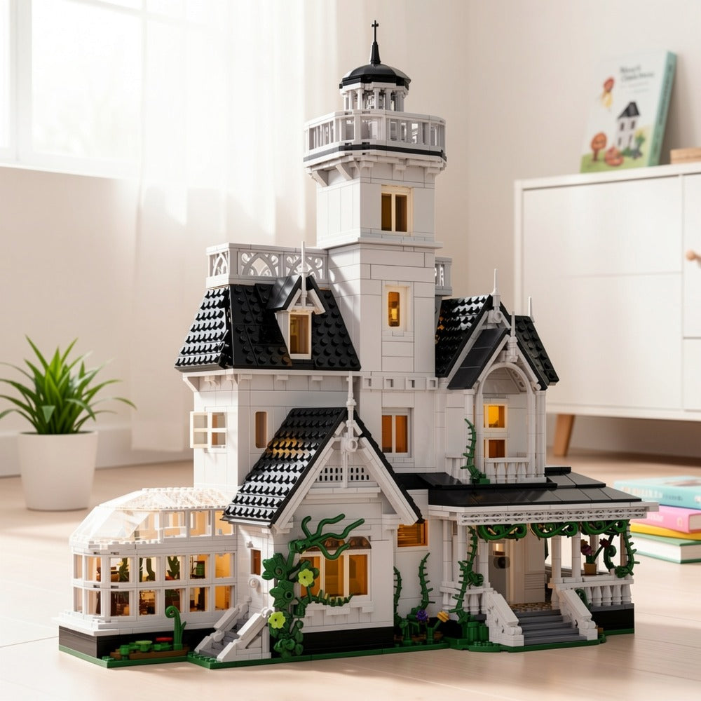 Building Block Set Owen's House with 1877 Pieces, Three-Level Tower, Porch, Conservatory and Lighting — image 8