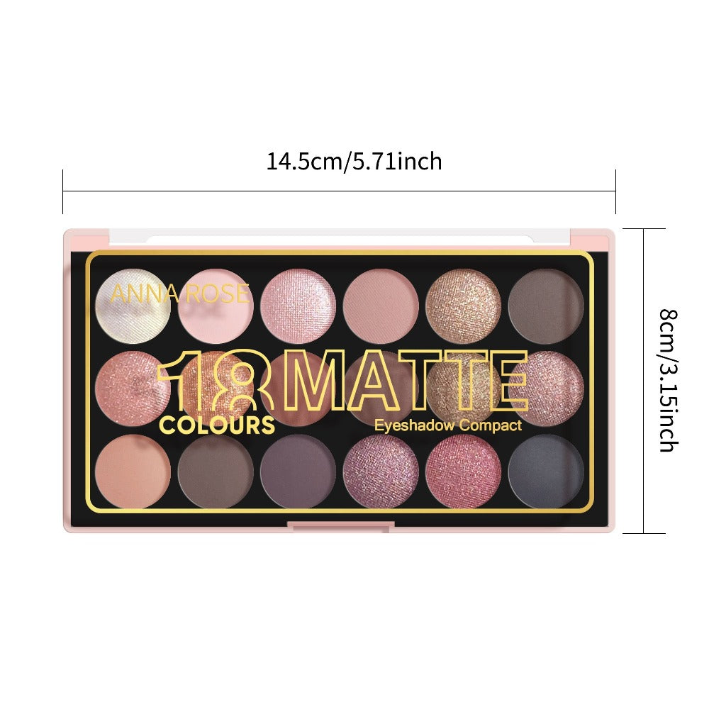 Eyeshadow Palette ANNA ROSE 18-Shade Compact with Pink-Brown Color Themes and Matte-Shimmer Finish Mix — image 6