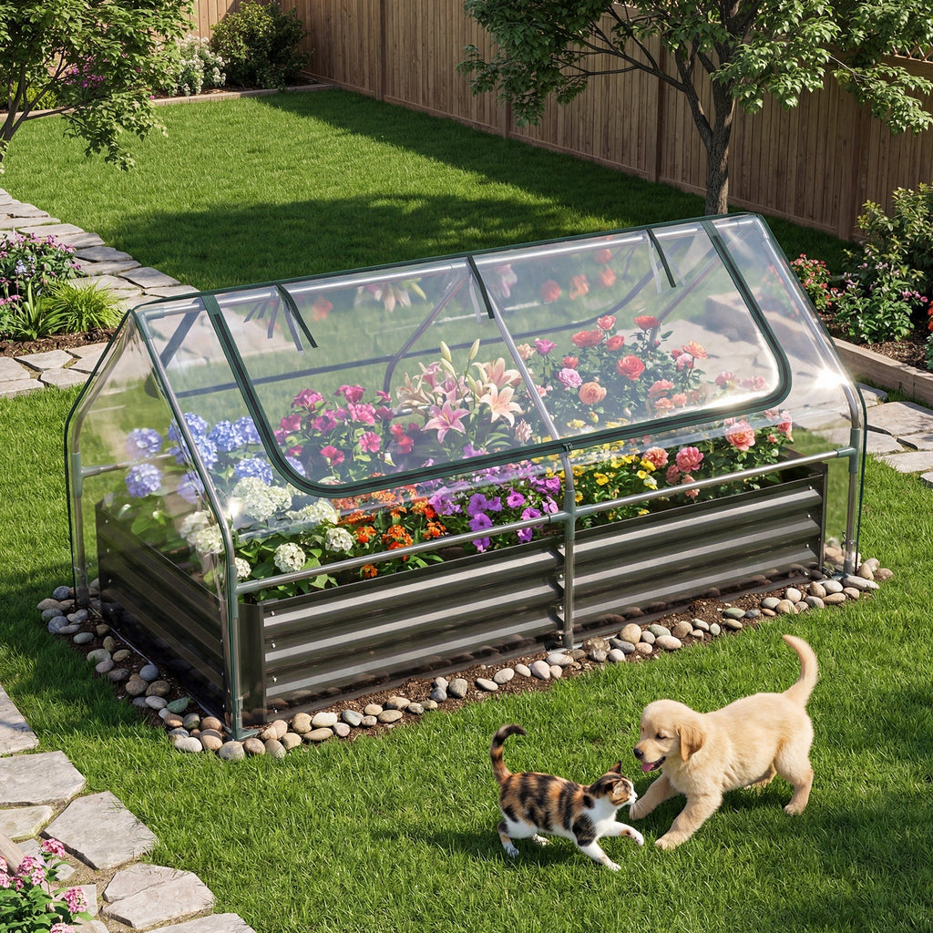 Raised Garden Bed with Greenhouse Cover 3-in-1 for Garden, Patio and Yard Use, with the Listed Configuration — image 1