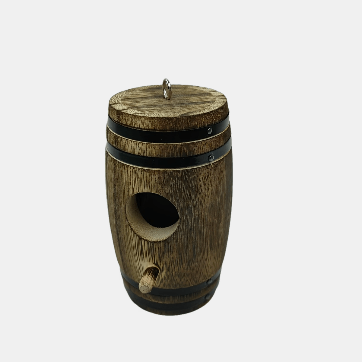Hummingbird Nest Handcrafted Wood Vintage Barrel Hanging Outdoor Decor — image 7