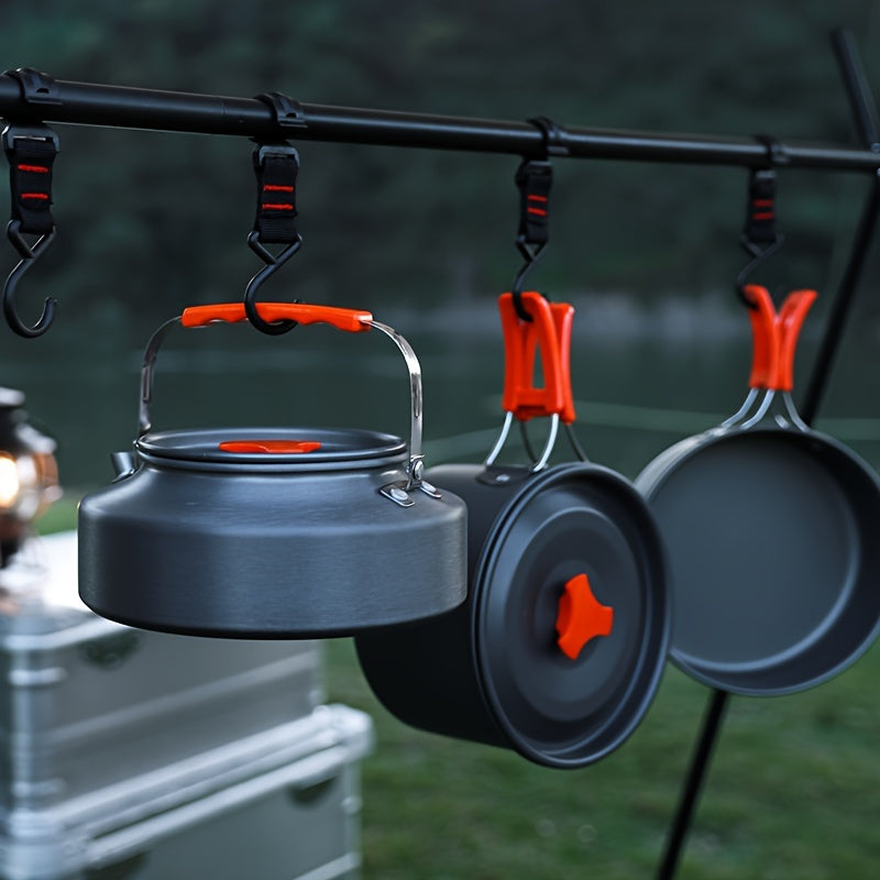 Outdoor Camping Cookware Set, Portable Aluminum Alloy Cooking Pot Pan Kettle Kit, for Camping, Travel and Outdoor Use — image