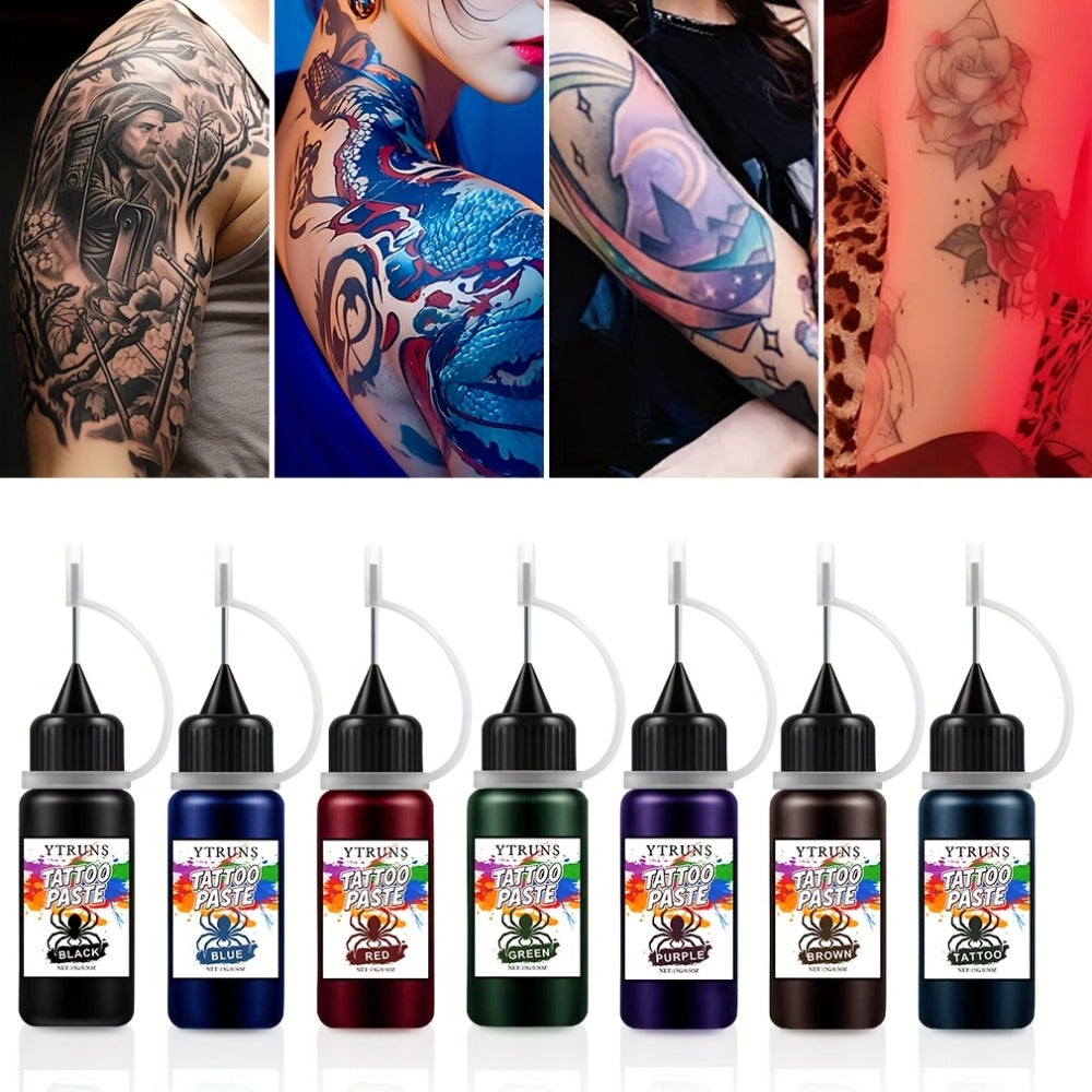 Liquid Body Paint Temporary Tattoo Ink – 7 Vibrant Colors, Fast-Drying Waterproof Formula, Plant-Based Squalane, Skin-Safe fo