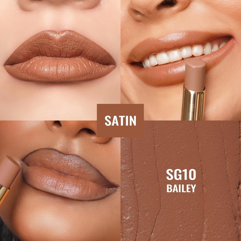 Oulac Nude Satin Lipstick Set 12g Each – Lightweight Moisturizing Full Coverage Cream-to-Satin Formula, Skin-Flattering Nude 
