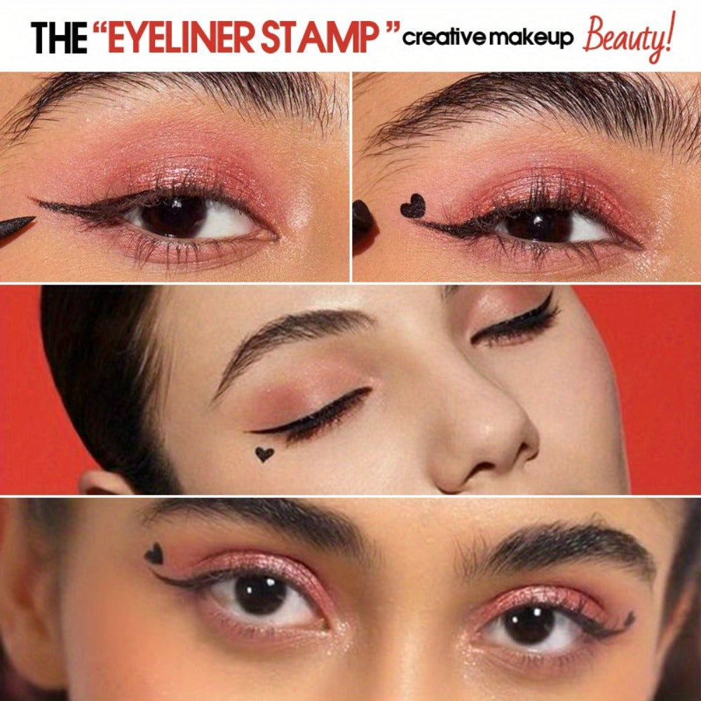 Winged Eyeliner Stamp Pen Set Double-Ended 8 Wing Styles Waterproof Quick-Dry Liquid Liner, for Makeup, Travel and Everyday V