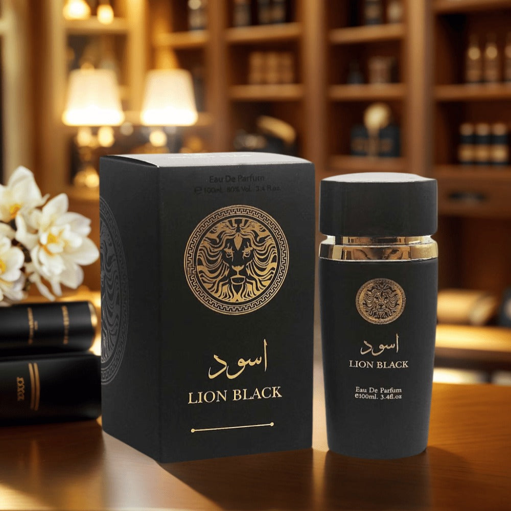 Oriental Perfume for Men Eau de Parfum 3.4oz Lion Black Arabian EDP Spray Long Lasting Bold Masculine Fragrance Oud Inspired 