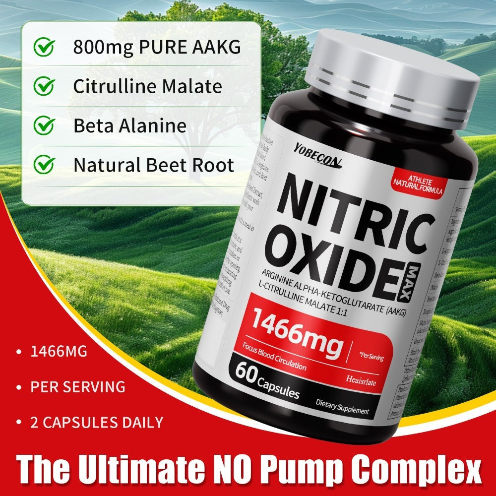 Nitric Oxide Supplement for Men, 800mg AAKG L-Arginine L-Citrulline Beetroot Capsules, Natural Energy & Focus Formula — image
