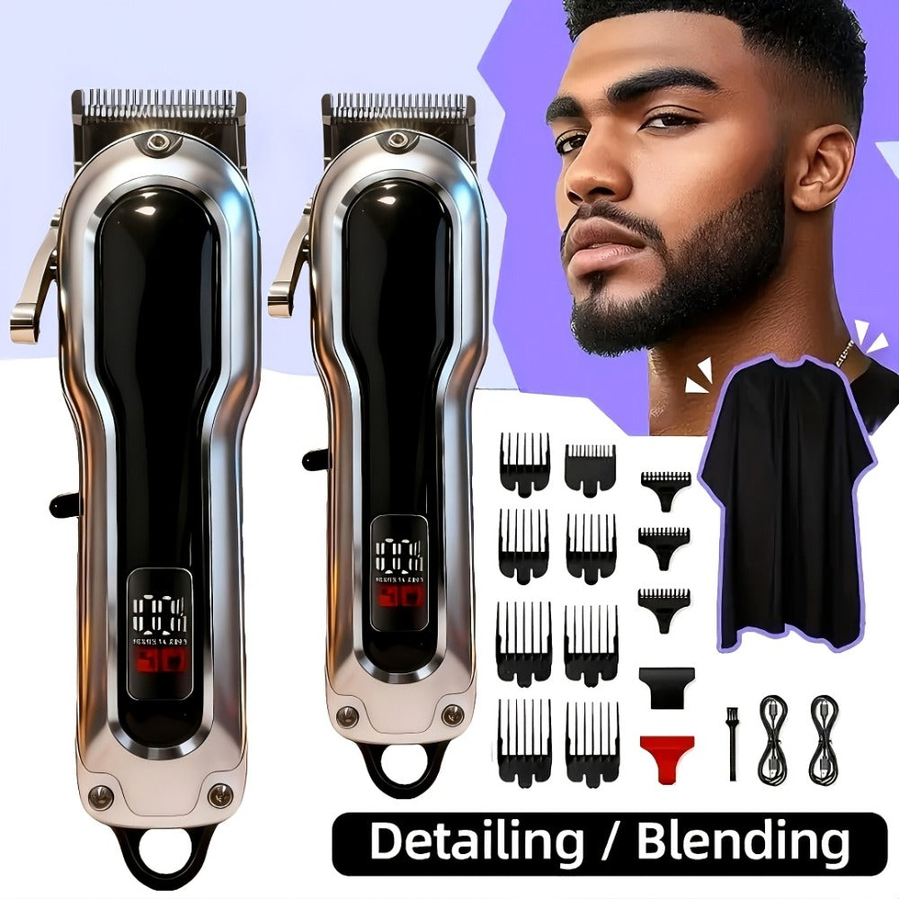 Electric Hair Clipper Set with Limit Comb – Barber-Grade Professional Trimmer, Long-Lasting Rechargeable Battery, Home & Trav