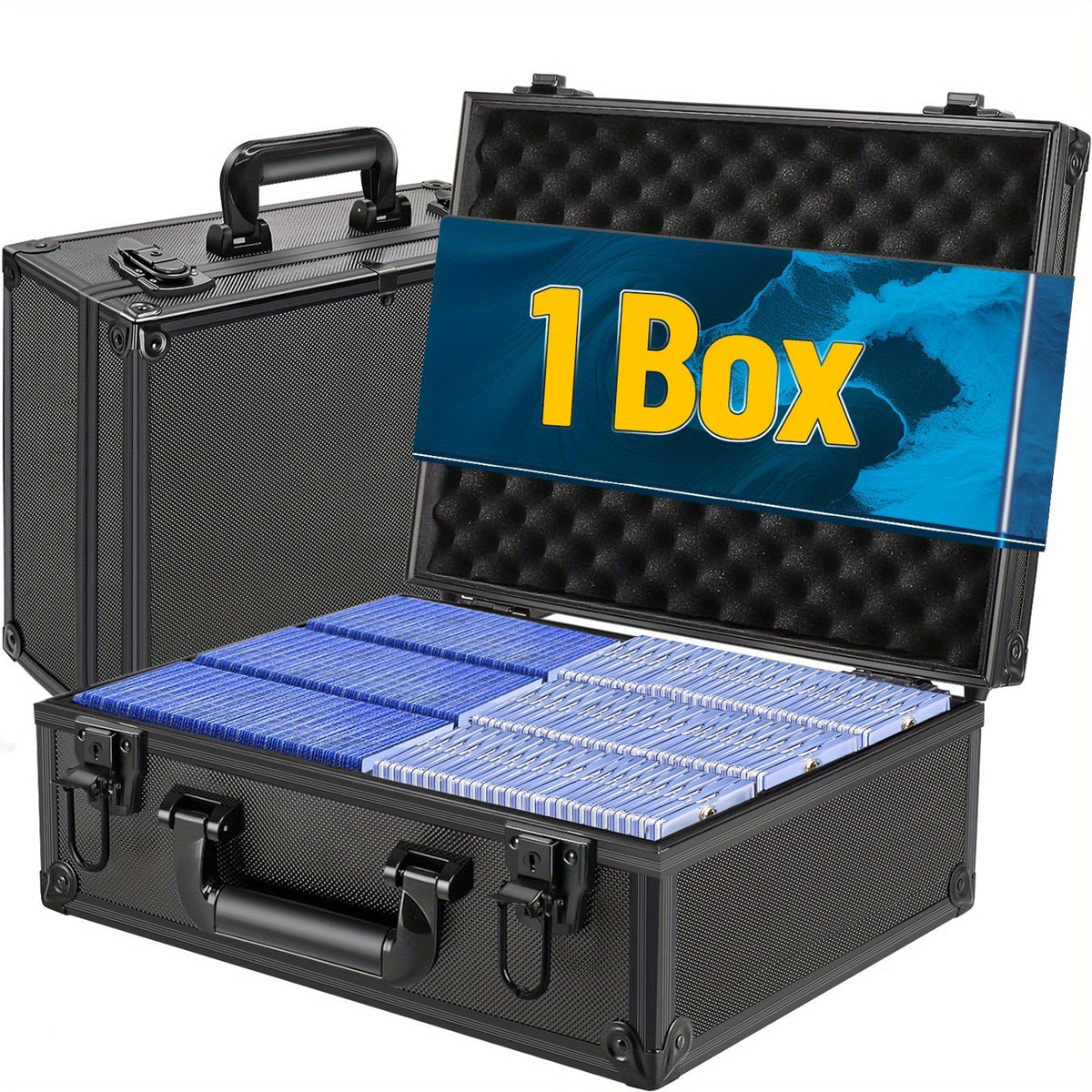 Trading Card Storage Box for 3x4 Top Loads 35pt Rigid Cards Holds 600 Plus – Sports Card Organizer Case with Lock for Pokemon