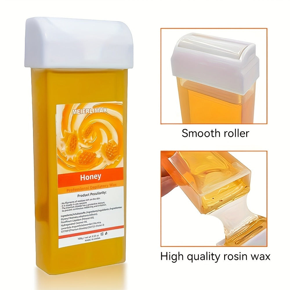 Hair Removal Roller Wax Strips 100g Handheld Depilatory Wax Kit, Smooth Skin for Legs Arms Underarms Bikini Line — image 12