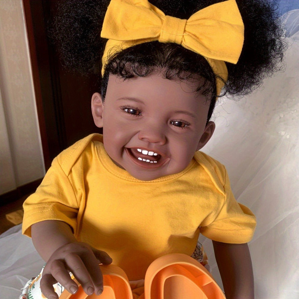 Reborn Doll, 24-Inch Dark-Tone Cloth-Body Figure with Silicone Head and Limbs, Rooted Hair and Accessories — image 5