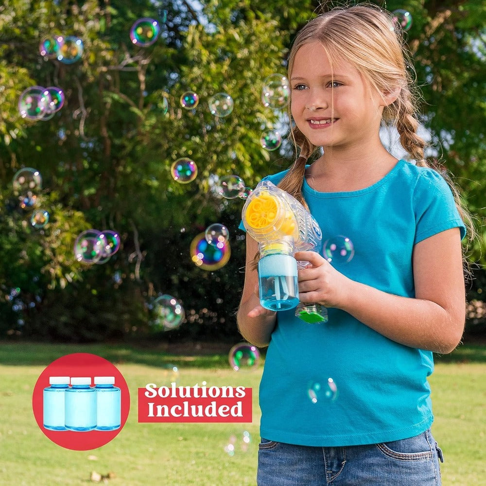 3-Pack Bubble Gun Blower with 3 Pre-Loaded Solution Refills, Hand-Powered, Color-Changing Bubbles — image 8