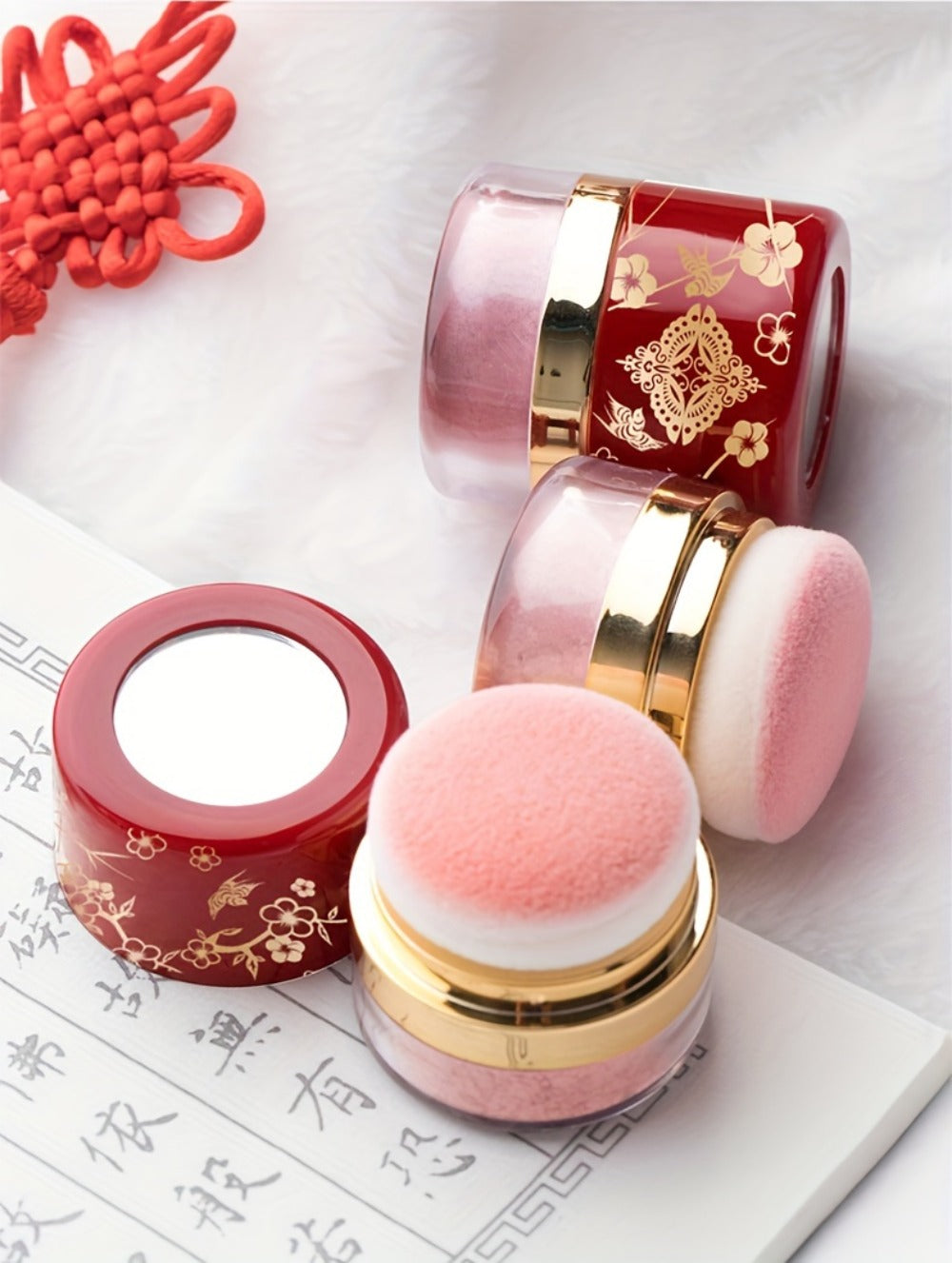Powder Blush Set 3 Colors with Pearl Powder Rose Oil & Squalane Formula, for Makeup, Travel and Everyday Vanity Use — image 1