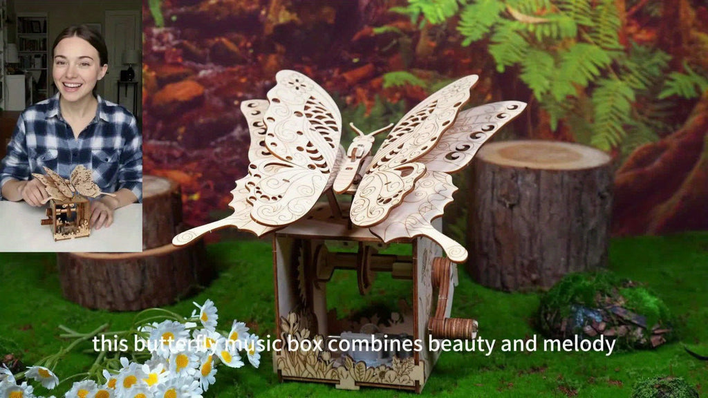 Wooden Butterfly Music Box Model Kit with Colour Butterfly or Natural Butterfly Music Box Checkout Options — image 10