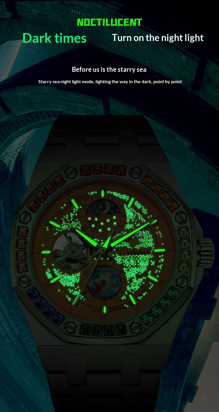 Waterproof Luminous Mechanical Watch For Men Starry Sky Series