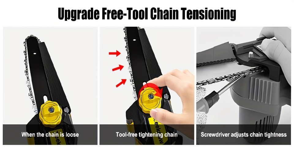 Cordless Mini Chainsaw 8 Inch with 2x2.0Ah Batteries & Charger, Auto Oiler, Chain Tensioning, 26ft/s Speed for Tree Branches 