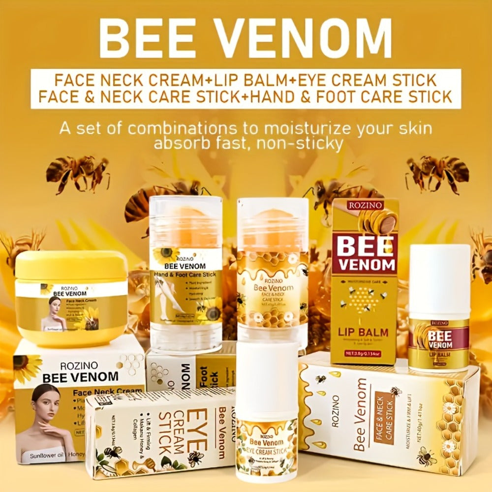 Bee Venom Body Care Set 5pcs Full Body Kit for Lips Face Neck Hands Feet, Non-Greasy Fast Absorption — image 4