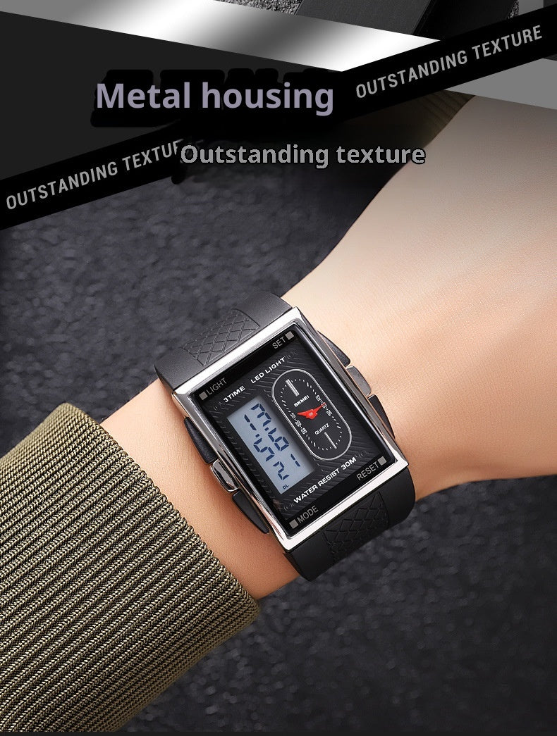 Simple Student Youth Fashion Trend Double Display Multi-functional Sports Waterproof Electronic Watch