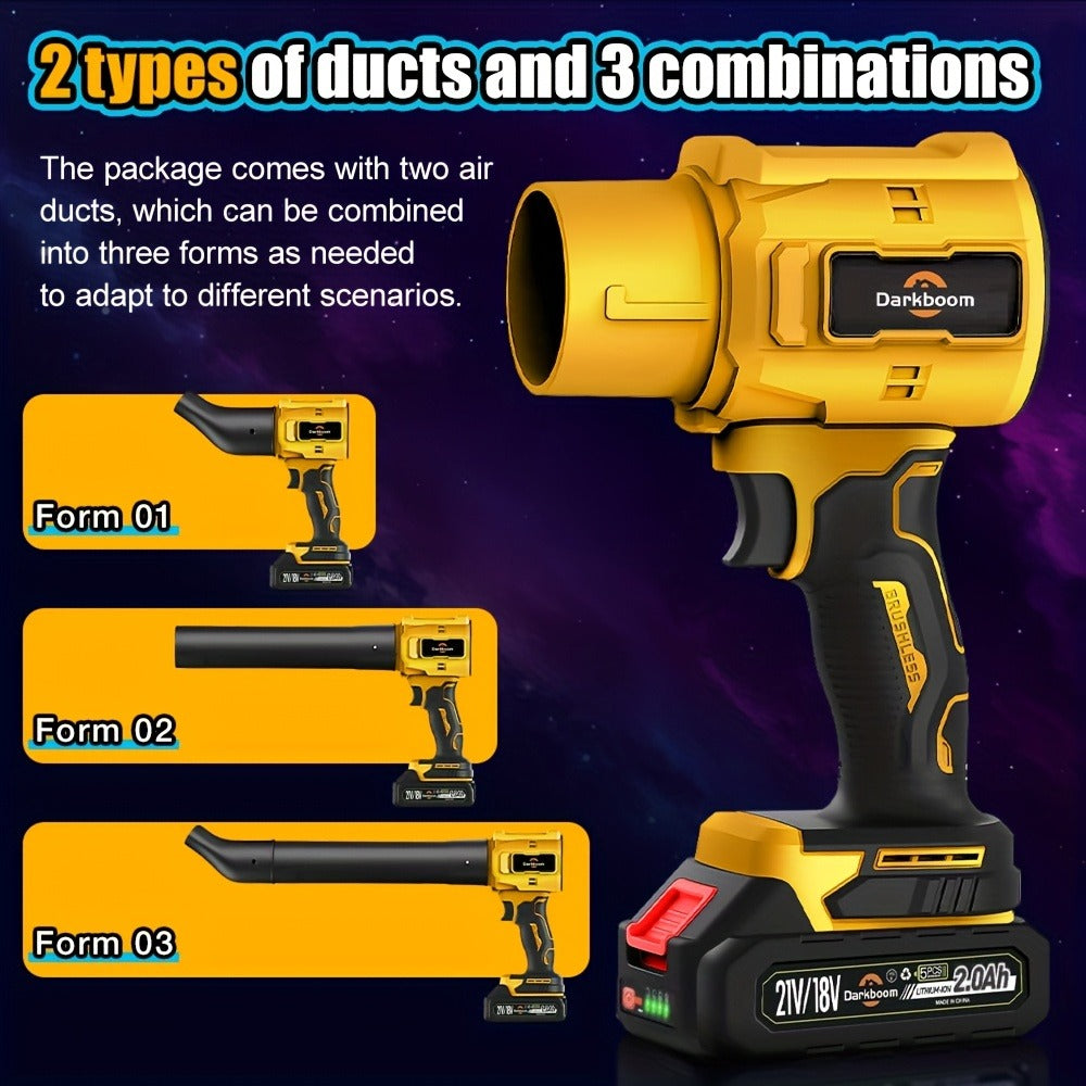 Cordless Handheld Leaf Blower and Air Duster Kit in Yellow or Blue with Two Batteries, Charger and Two Nozzles — image 12