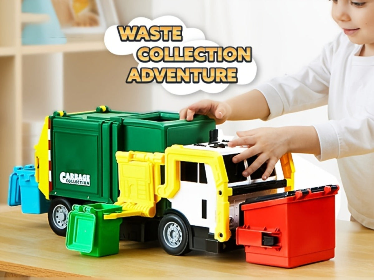 Garbage Truck Toy Set 16-Inch Large Friction-Powered with Lights & Sounds, Color-Coded Trash Bins — image 10