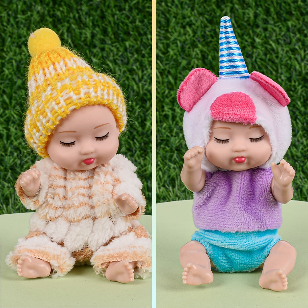 Eight Mini Baby Dolls with 4-Inch Checkout Size, Assorted Knit Animal Outfits and 10.24-Inch Display Box — image 8