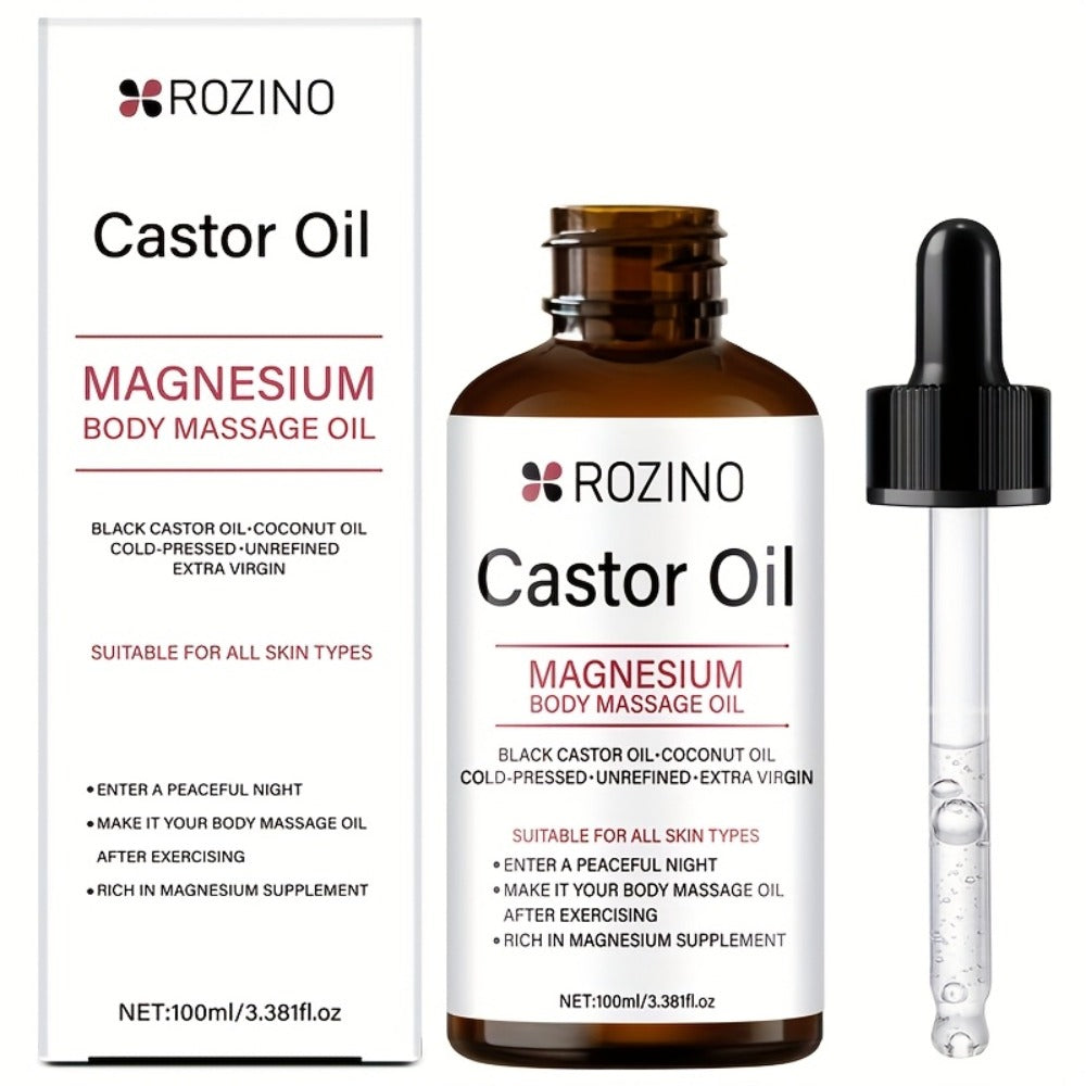 Aromatherapy Oil Magnesium Castor Massage Blend 100ml Dropper Bottle for External Body and Hair Care — image 1
