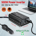 Black or Red 12V DC to 110V AC Power Inverter with 500W or 2500W Model Options, Display and USB Port — image 6