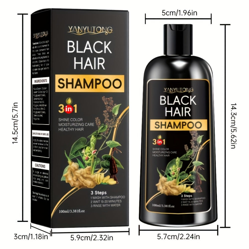 Hair Dye Shampoo Natural Plant Pigments, Fast Gray Hair Coverage in 1 Wash, 3.38oz Travel Size, Black Brown Chestnut Brown — 