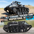 Full-Proportional RC Tracked Tank with LED Lights, Alloy Door Open Military War Vehicle Off-Road Remote Control Tank for Kids