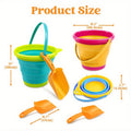 Collapsible Beach Bucket Set 3-Pack with Shovels & Mesh Backpack, Foldable Sand Pail Kit for Kids — image 9
