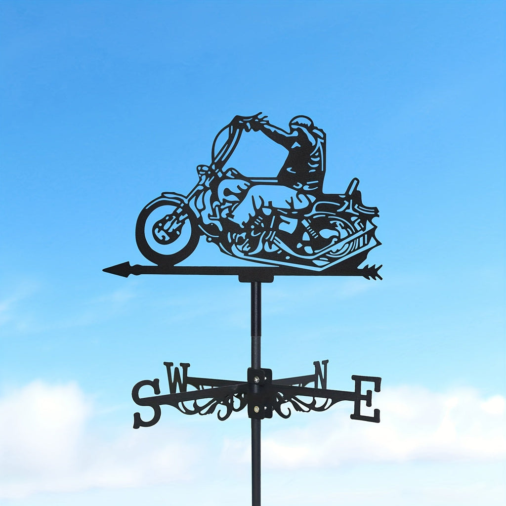 Weathervane | Metal Motorcycle Garden Yard Roof Wind Direction Decor — image 2