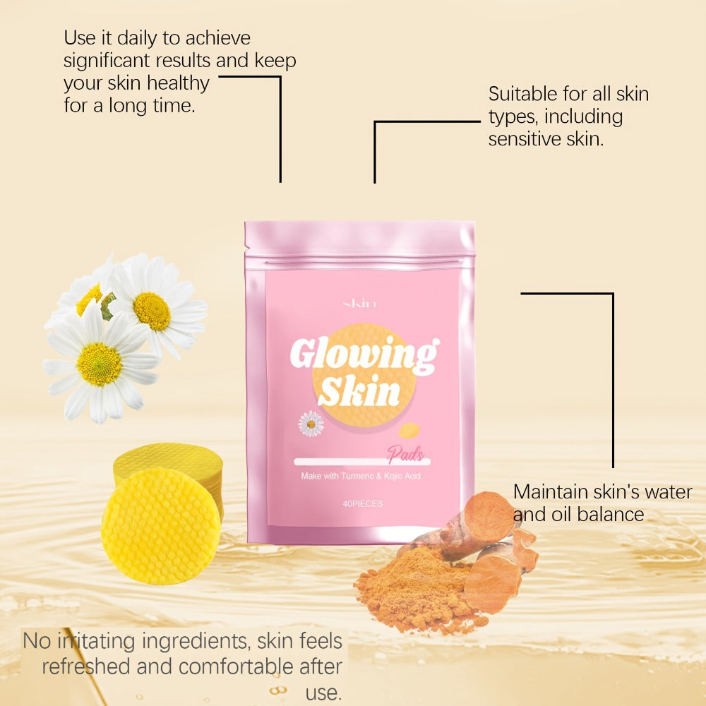 Turmeric Kojic Acid Facial Cleansing Pads Remover 40/80pcs, Exfoliating Toner Wipes for, All Skin Types — image 2