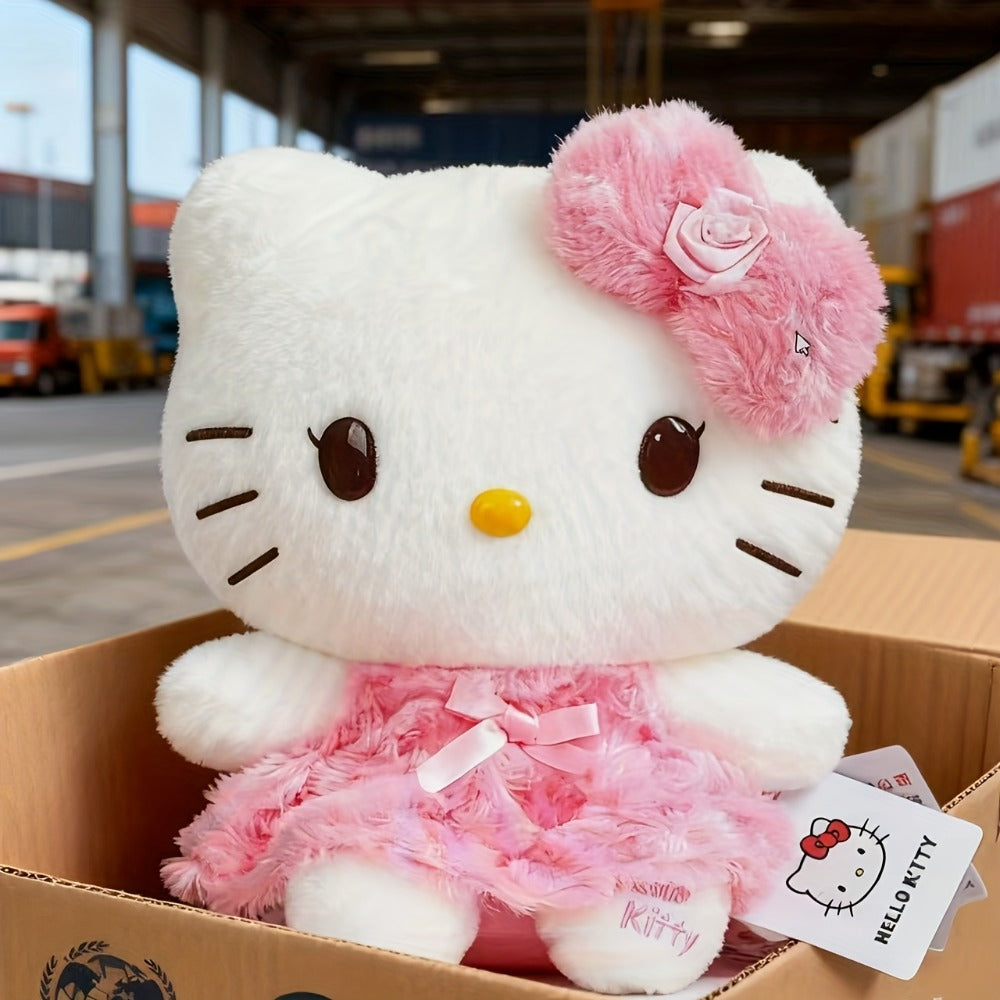 Plush Toy Bow-Wearing Cat Doll in 10-Inch Pink Rose Dress with Soft Fabric and One-Piece Option — image 2