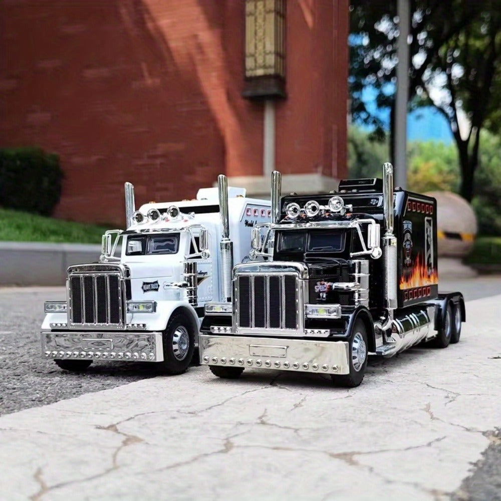 Semi Truck Toy 1:24 Scale Die-Cast Metal Pull-Back Alloy Semi-Trailer Truck with the Listed Color, Size or Set Options for Ev