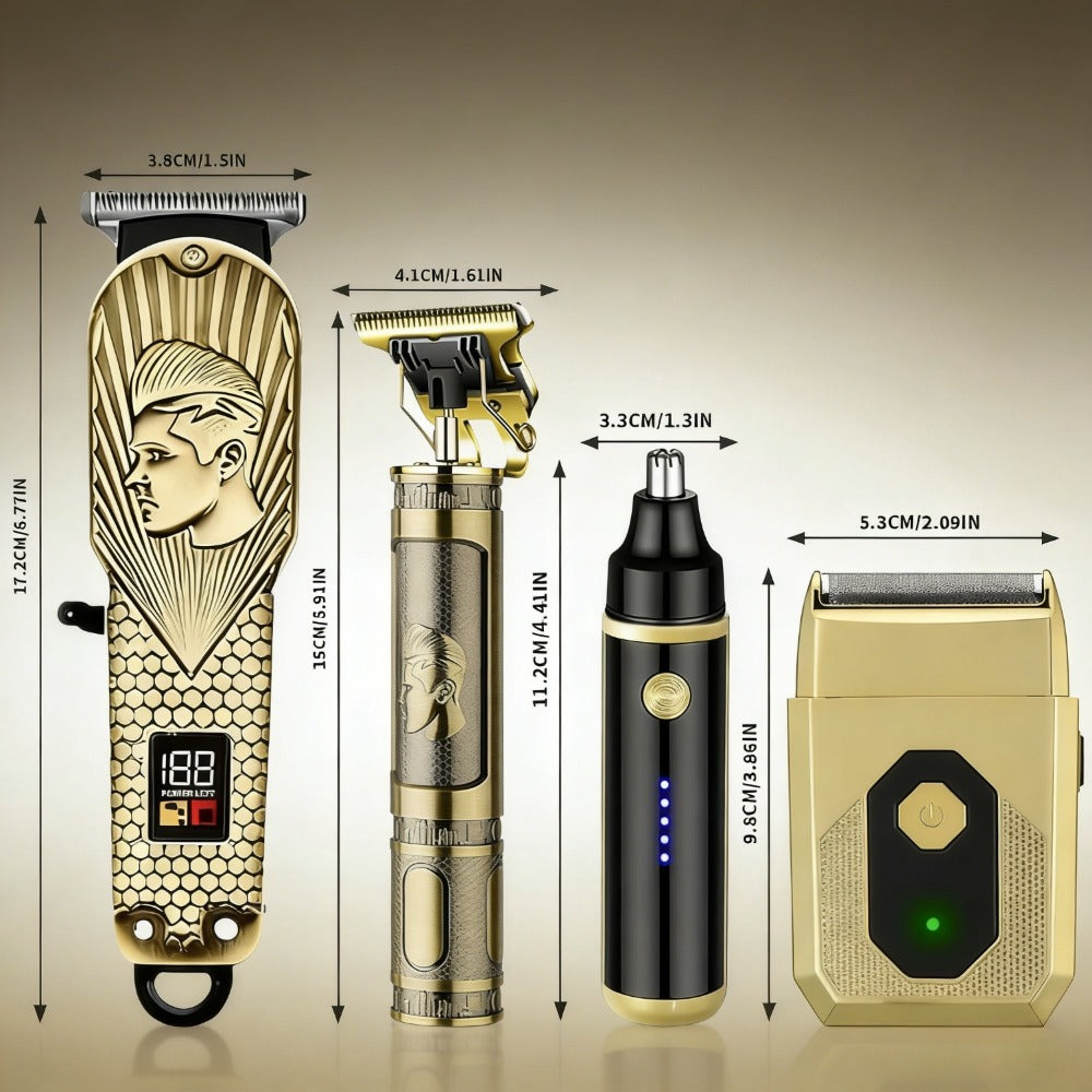 Hair Clipper & Beard Trimmer Set for Men USB Rechargeable with LCD Display – Professional Cordless Barber Kit Home Grooming B