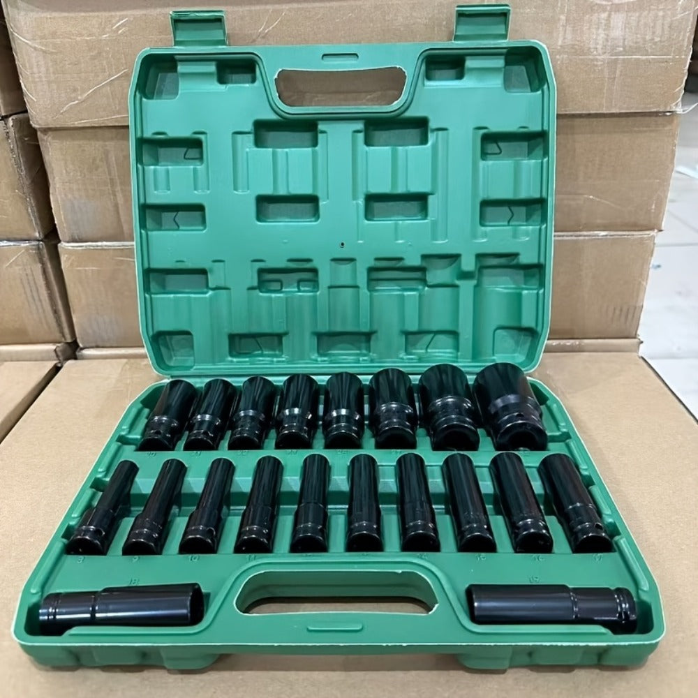 Half-Inch Drive Deep Metric Socket Set with 10- or 20-Piece Checkout Options and Green Carry Case — image 5