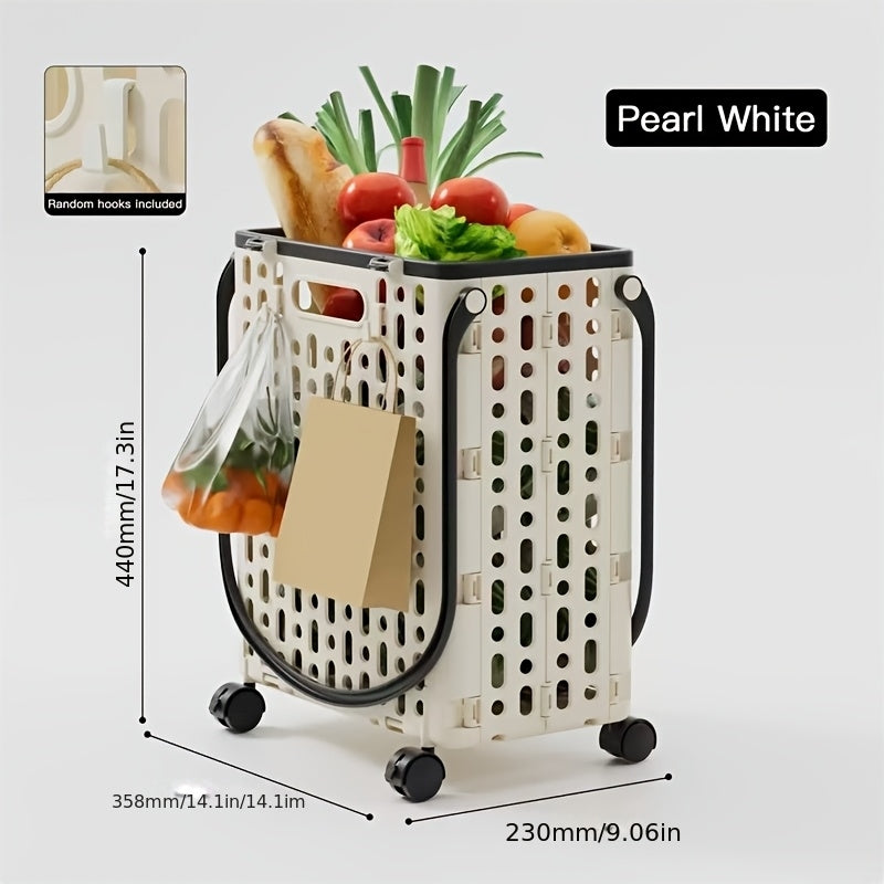 Foldable Shopping Cart with Wheels and Handle Large Capacity Portable Trolley for Grocery Camping Travel Laundry Beach Outdoo