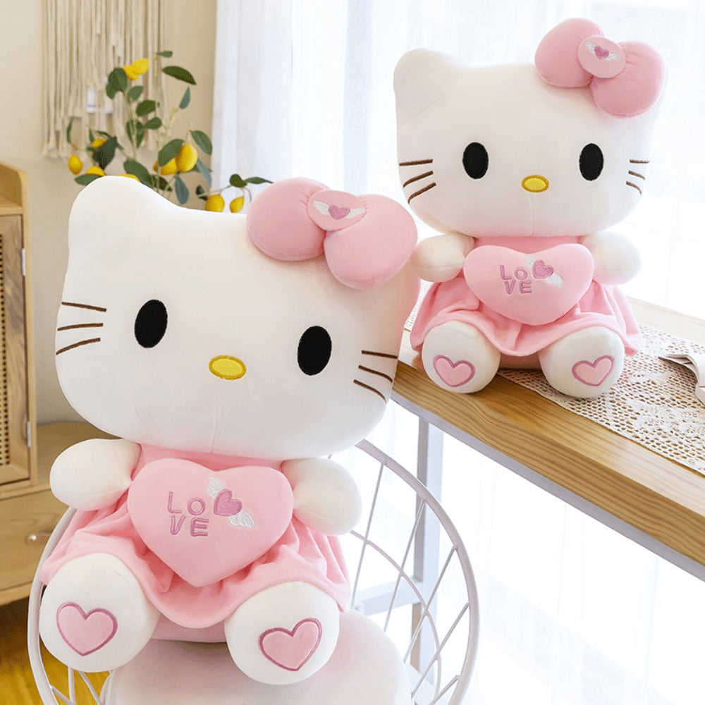 Hello Kitty Stuffed Animal Plush Doll Officially Licensed Sanrio, Pink White KT Cat Cuddly Plush with Hugging Heart — image 2