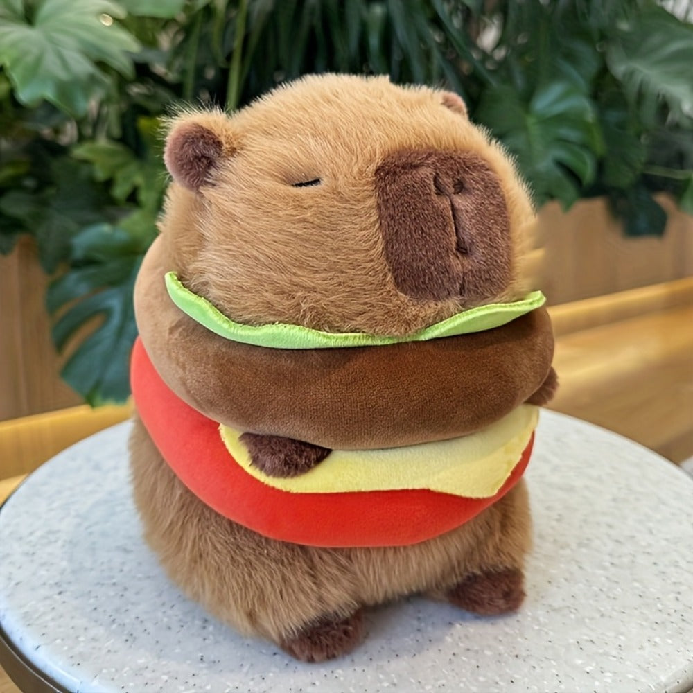 Capybara Plush Stuffed Animal Hamburger Burger Hat Funny Kawaii Plush Toy with the Listed Color, Size or Set Options for Ever