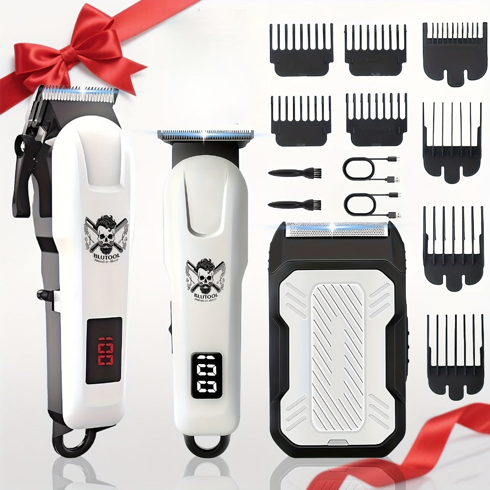 Cordless Hair Clipper Set for Men USB Rechargeable Electric Shaver with LED Display – Professional Grooming Kit 2 or 3 Piece 
