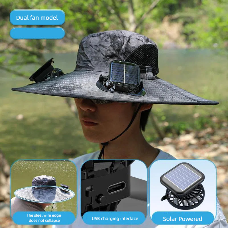 Camper Solar Fan Hat Fishing Hat Men's Outdoor Mountaineering UV Protection Sunshade Fishing Hat with Fan - V.I.P Digital Presence