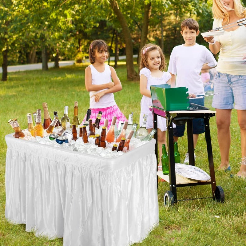 Ice Table Folding 4 ft Portable Cooler Table with Drain & Removable Skirt, Fill and Chill Party Beverage Station for BBQ — im