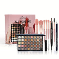 Makeup Kit with 40-Color Eyeshadow Palette, Mascara, Eyeliner, Eyebrow Pencil and Pink-Handled Brushes — image 6